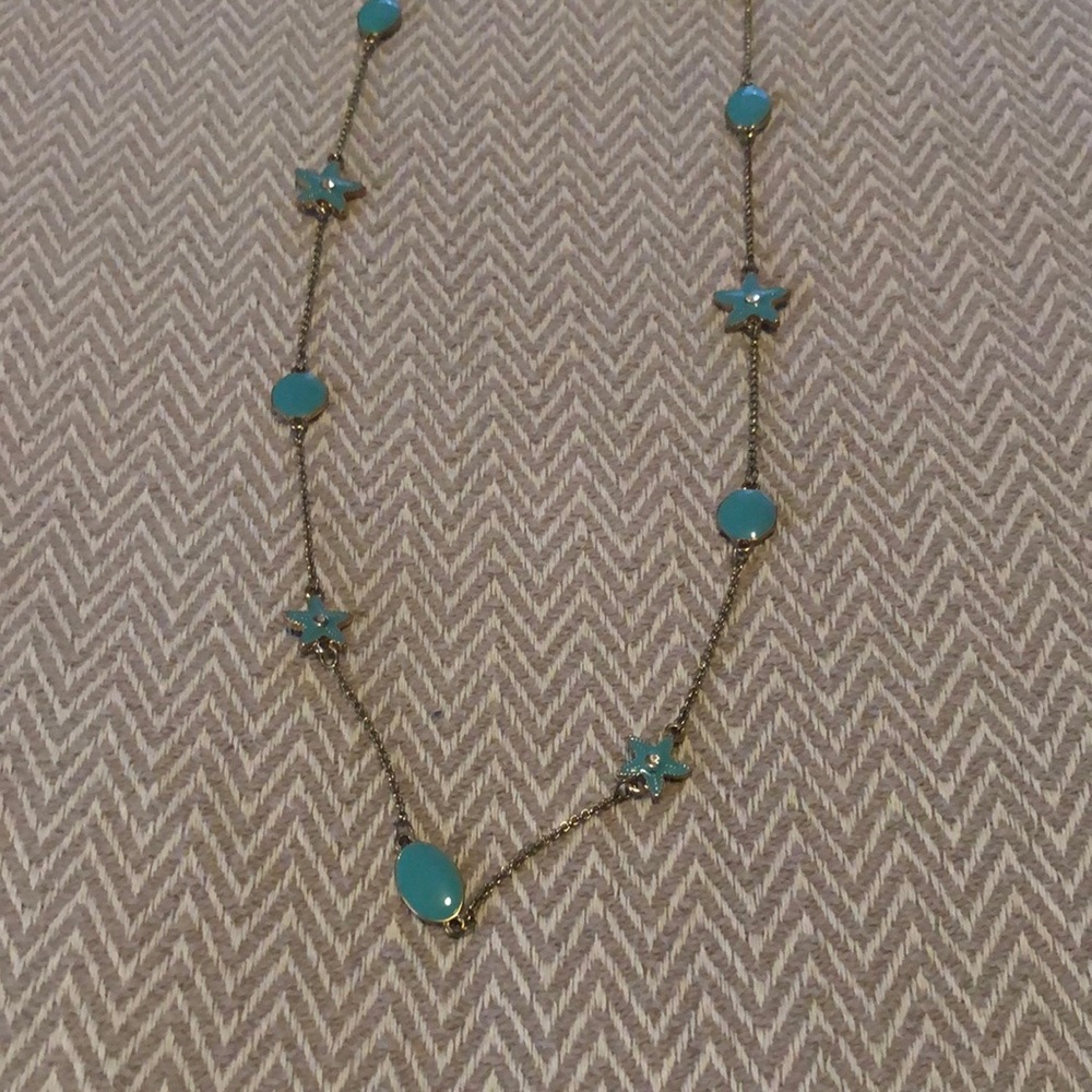 Turquoise Necklace with Starfish and Round shapes